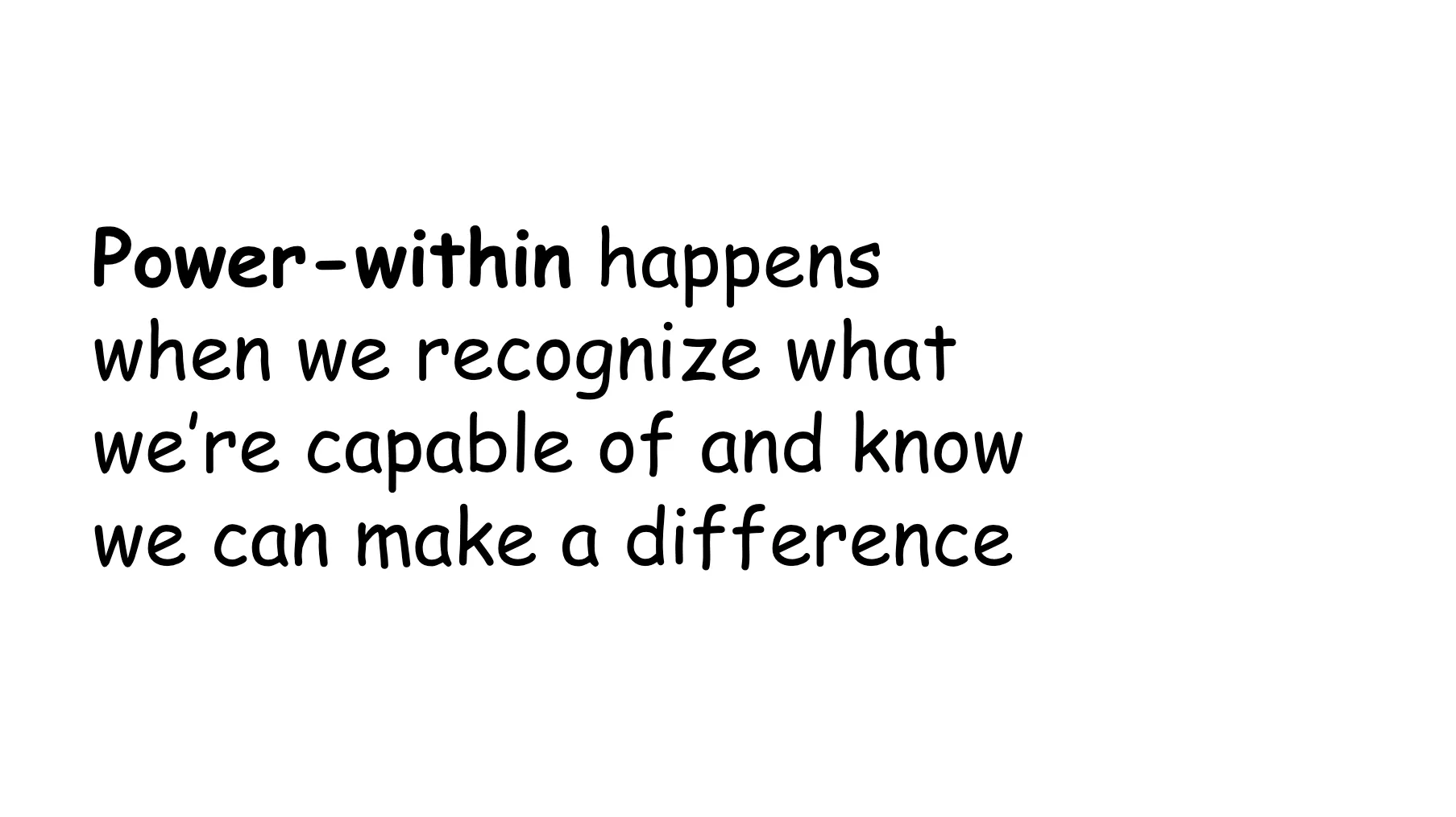 Slide 55. Power-within happens when we recognize what we're capable of and know we can make a difference.